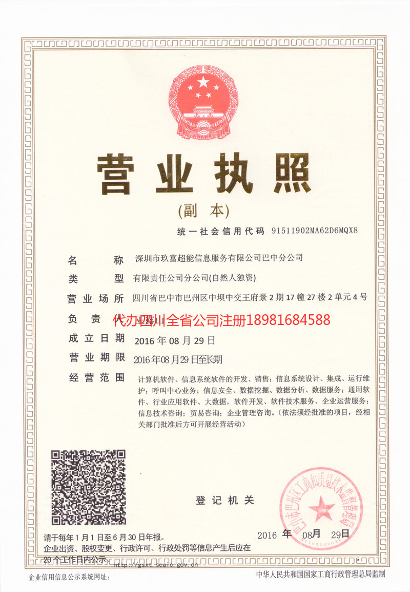 盐亭盐亭玖富超能信息服务有限公司